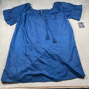 Mile Gabrielle Dress NWT Blue Denim Lightweight Cotton Blend Babydoll Women's 3X